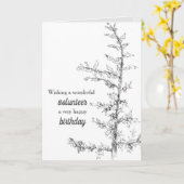 Happy Birthday Volunteer Juniper Tree Branch Karte (Gelbe Blume)