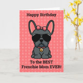 Happy Birthday von Hund Blue French Bulldog Karte (Gelbe Blume)