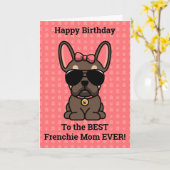 Happy Birthday von Hund Brown Tan French Bulldog Karte (Gelbe Blume)