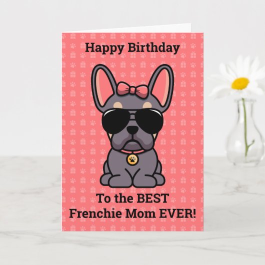 Happy Birthday von Hund Lilac Tan French Bulldog Karte (Kleine Pflanze)