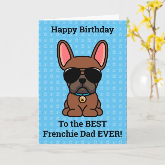 Happy Birthday von Hund Red Fawn Französischer Bul Karte (Gelbe Blume)