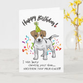 Happy Birthday von Ihrem Jack Russell Terrier Karte (Gelbe Blume)