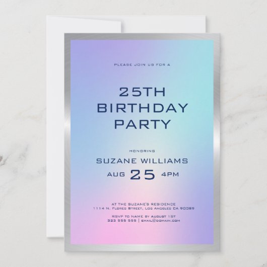 Happy Birthday Vorlage mit Ober und Silber (Vorderseite)