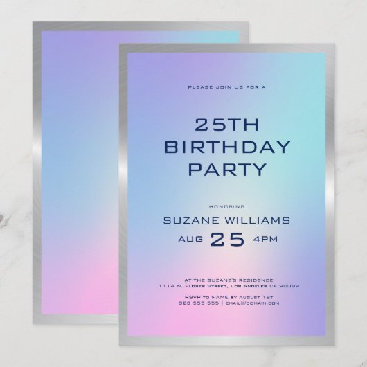 Happy Birthday Vorlage mit Ober und Silber (Vorne/Hinten)