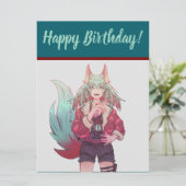 happy Birthday, VTuber, anime  Feiertagskarte (Stehend Vorderseite)
