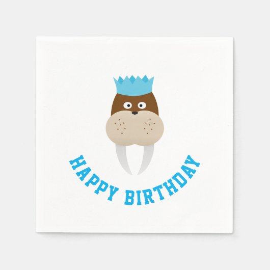 Happy Birthday Walrus Serviette (Vorderseite)