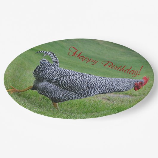 Happy Birthday Wanderung Hühnchen Pappteller (Schrägansicht)
