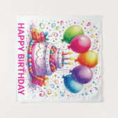 Happy Birthday Wandteppich (Vorderseite (Horizontal))