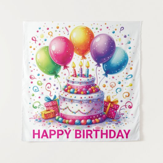 Happy Birthday Wandteppich (Vorderseite)
