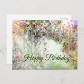 Happy Birthday Watercolor Abstrakte Blume Postkarte (Vorne/Hinten)