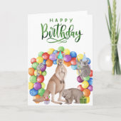 Happy Birthday Watercolor Australian Animals Karte (Vorderseite)