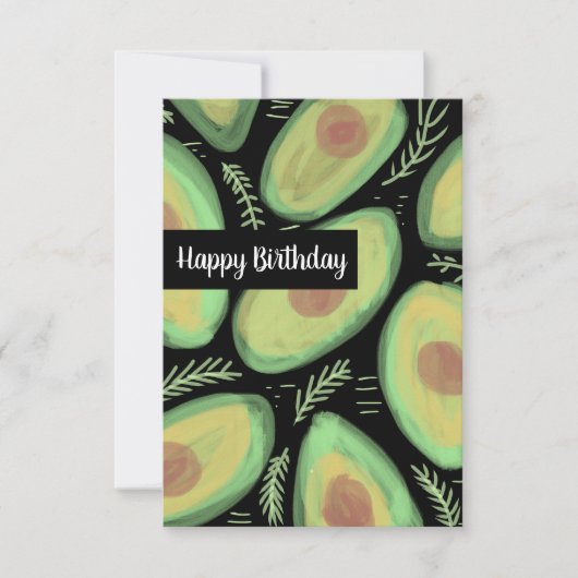 Happy Birthday Watercolor Avocados Karte (Vorderseite)