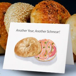 Happy Birthday Watercolor Bagels Rauchlachs Karte