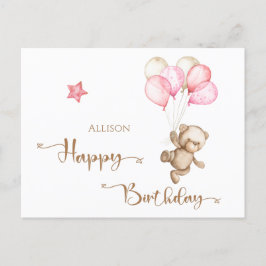 Happy Birthday Watercolor Ballons Postcard Postkarte