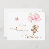 Happy Birthday Watercolor Ballons Postcard Postkarte (Vorne/Hinten)