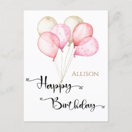 Happy Birthday Watercolor Ballons Postkarte