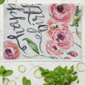 Happy Birthday Watercolor Blume Geschirrtuch (Gefaltet)