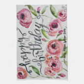 Happy Birthday Watercolor Blume Geschirrtuch (Vertikal)