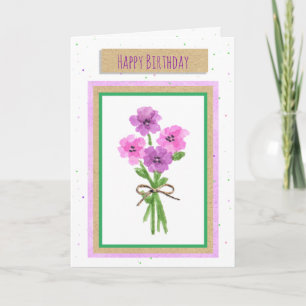 Happy Birthday Watercolor Blume Karte