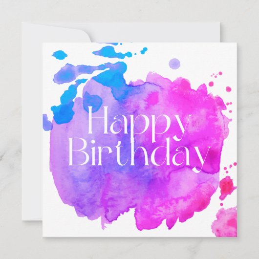 Happy Birthday Watercolor Card Einladung (Vorderseite)