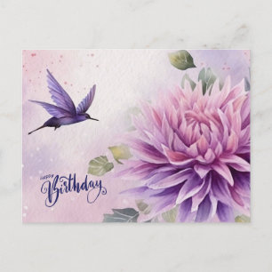 Happy Birthday Watercolor Dahlia Blume Postkarte
