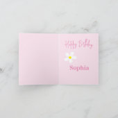 Happy Birthday WaterColor Daisy Pink Einfache Kart Einladung (Innenseite)