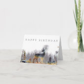 Happy Birthday Watercolor Deer Forest Card Karte (Vorderseite)