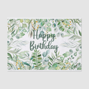 Happy Birthday Watercolor Eukalyptus-Blätter Seidenpapier