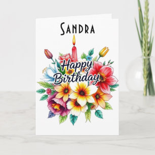 Happy Birthday Watercolor Floral Bouquet Card Karte