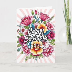 Happy Birthday Watercolor Floral Bouquet Card Karte