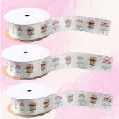 Happy Birthday Watercolor Floral Cake Satinband