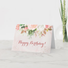 Happy Birthday Watercolor Floral Rose Karte