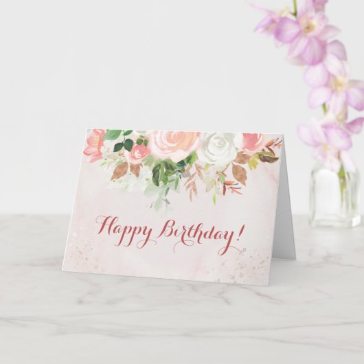 Happy Birthday Watercolor Floral Rose Karte (Orchidee)