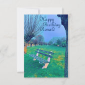 Happy Birthday Watercolor Garden Bench für ihn (Vorderseite)