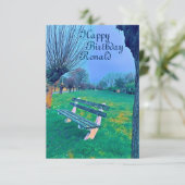 Happy Birthday Watercolor Garden Bench für ihn (Stehend Vorderseite)