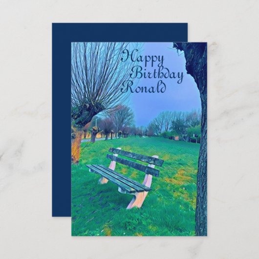Happy Birthday Watercolor Garden Bench für ihn (Vorne/Hinten)