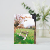 Happy Birthday Watercolor Garden Bench für ihn (Stehend Vorderseite)