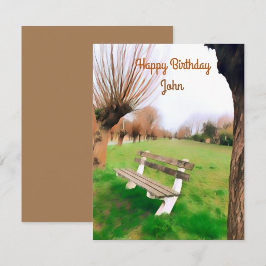 Happy Birthday Watercolor Garden Bench für ihn (Vorne/Hinten)