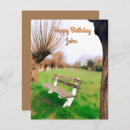 Happy Birthday Watercolor Garden Bench für ihn