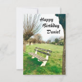 Happy Birthday Watercolor Garden Bench für ihn (Vorderseite)