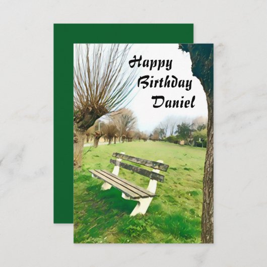 Happy Birthday Watercolor Garden Bench für ihn (Vorne/Hinten)