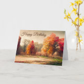 Happy Birthday Watercolor Herbstwald Landschaft Karte (Gelbe Blume)