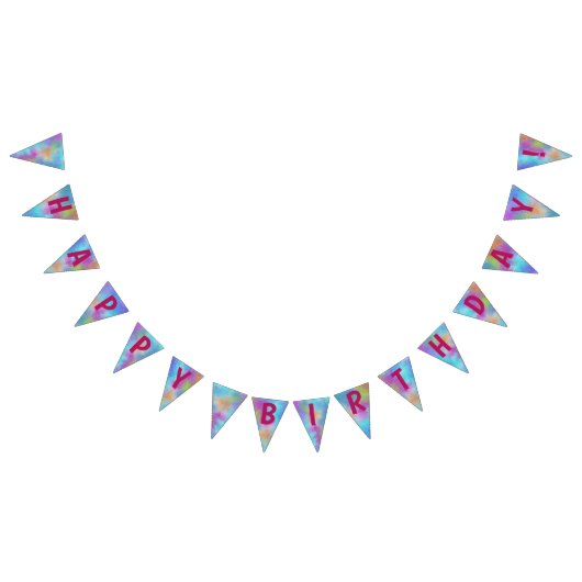 Happy Birthday Watercolor Holi Abstraction Wimpelkette (Alle)
