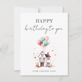 Happy Birthday Watercolor House Realty Postkarte