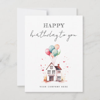 Happy Birthday Watercolor House Realty Postkarte