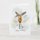 Happy Birthday Watercolor Hummingbird Karte (Vorderseite)