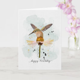 Happy Birthday Watercolor Hummingbird Karte