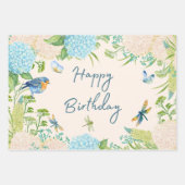 Happy Birthday Watercolor Hydrangea Blume Geschenkpapier Set (Vorderseite 3)