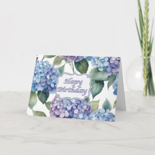 Happy Birthday Watercolor Hydrangea Blume Karte