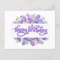 Happy Birthday Watercolor Lila Lilac Blume